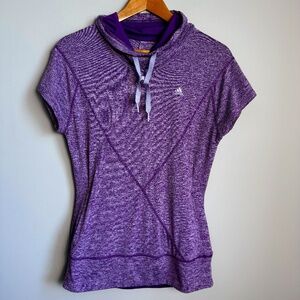 Adidas Women's Short Sleeve Athletic High Neck‎ Top Purple Small Activewear Gym